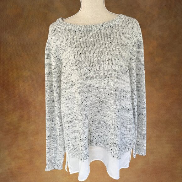 Croft & Barrow Gray Marled Sweater XXL Layered Look Chiffon Hem - Picture 1 of 8